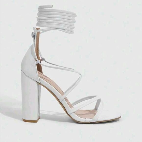 Cuccoo white platform strappy heels Sz 9 - Picture 7 of 7